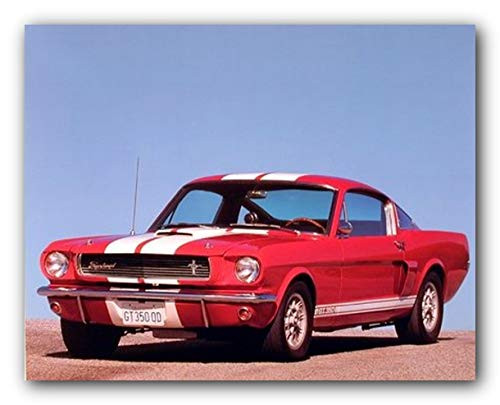 1966 Red Ford Shelby Gt 350 Mustang Vintage Car Art Print Poster (16x20)