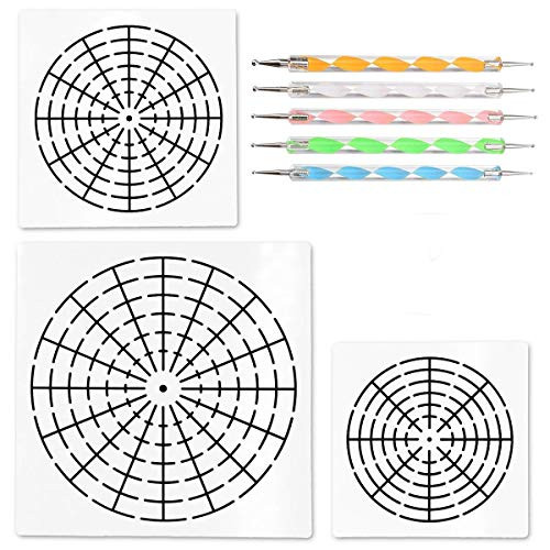 Set of 11 Mandala Dotting Tool Includes Stencils Painting Stencils Templates 8/12/16 Segment and Dotting Painting Pen