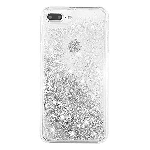 uCOLOR Case for iPhone 7 Plus iPhone 8 Plus Case iPhone 6S Plus/6 Plus Case (5.5") Silver Glitter Liquid Waterfall Clear Protective Case for iPhone 7 Plus/8 Plus/6s Plus/6 Plus
