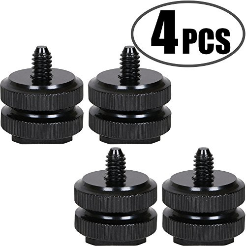 Camera Hot Shoe Mount to 1/4"-20 Tripod Screw Adapter,Flash Shoe Mount for DSLR Camera Rig (Pack of 4) Camera Hot Shoe Mount to 1/4"-20 Tripod Screw Adapter,Flash Shoe Mount for DSLR Camera Rig (Pack of 4)