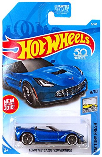 Hot Wheels 2018 50th Anniversary Factory Fresh Corvette C7 Z06 Convertible 5/365, Blue Hot Wheels 2018 50th Anniversary Factory Fresh Corvette C7 Z06 Convertible 5/365, Blue