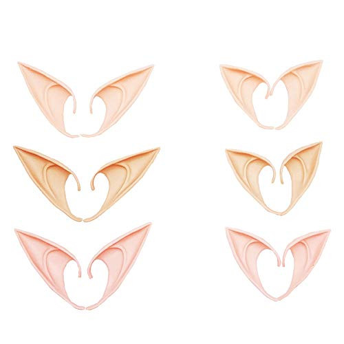 Teensery 6 Pairs Latex Elf Ears Cosplay Costumes Props Halloween Party Props Cosplay Fairy Goblin Soft Pointed Ears