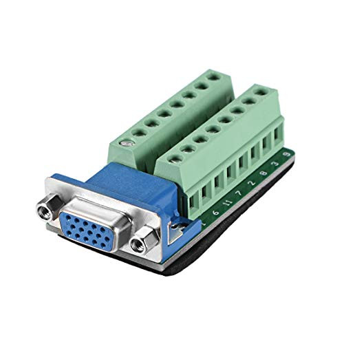 uxcell D-sub DB15 Breakout Board Connector 15 Pin 3-Row Female Port Solderless Terminal Block Adapter with Positioning Nuts