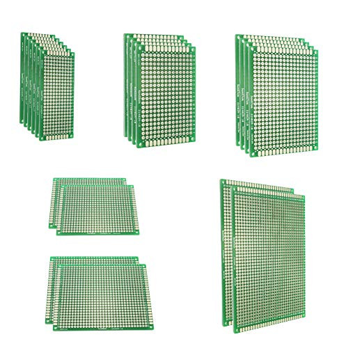 20pcs 2.54mm Pitch Double Sided PCB Board Prototype Kit Universal Printed Circuit Protoboard 6Sizes for DIY Soldering and Electronic Project Compatible with Arduino Kits