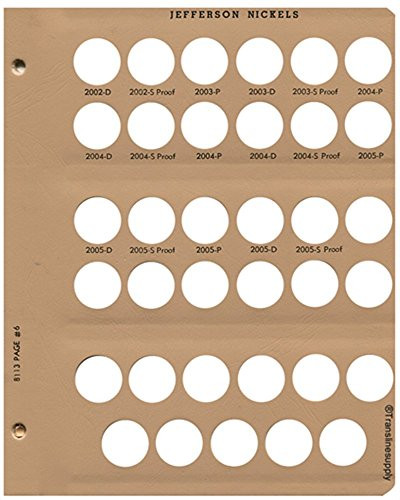 Dansco US Jefferson Nickel Coin Album Page 6 2002 - 2005 with Proof #8113-6