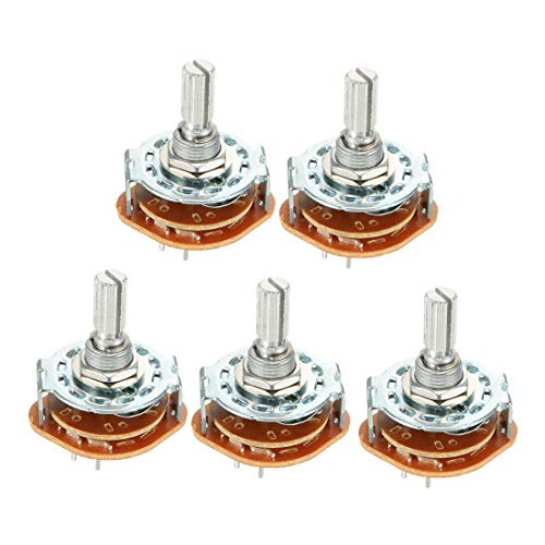 uxcell 2P4T 2 Pole 4 Position Selectable Single Deck Band Channel Rotary Switch Selector 5Pcs