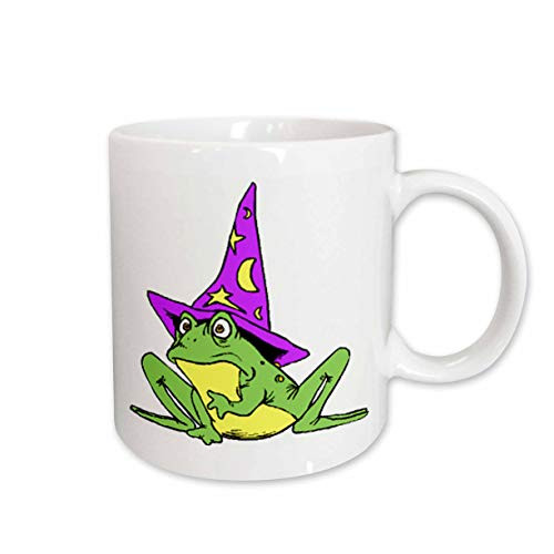 3dRose Frog Wizard with Purple Hat Ceramic Mug, 11-Ounce