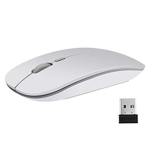 TENMOS T9 Silent Wireless Mouse, 2.4G Ultra Slim Portable Travel Mouse Optical Computer Mice with Nano Receiver Compatible with Notebook, PC, Laptop, Computer (Silver)
