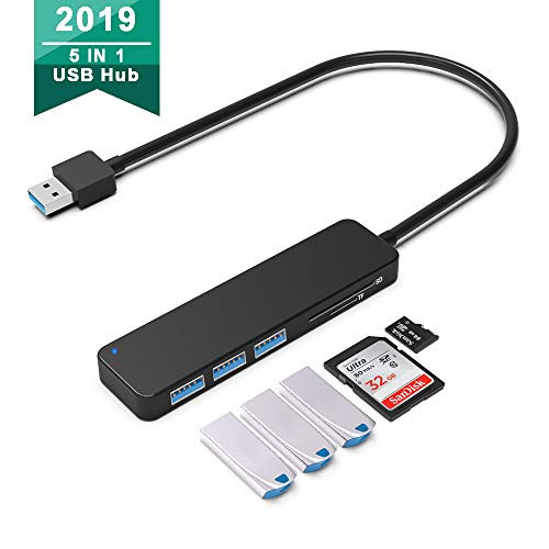 Onvian Multi-Function USB 3.0 Hub Untra Slim 3-Port Portable Data USB Hub Splitter Adapter with SD TF Card Reader