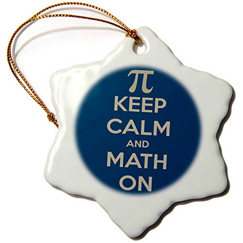 3dRose LLC orn_159554_1 Porcelain Snowflake Ornament, 3-Inch, Keep Calm and Math On Teachers Professors Mathematician