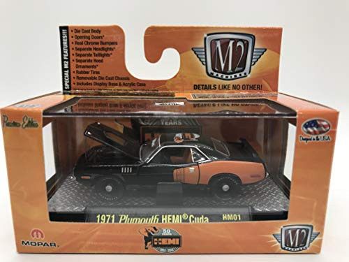 M2 Machines HEMI 50 Years 1971 Plymouth HEMI Cuda 1:64 Scale HM01 14-08 Black/Orange Details Like NO Other! Over 42 Parts 1 of 5000