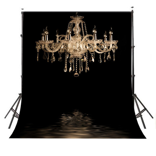 Lyly County Photography Background 5x7ft European Gorgeous Crystal Chandelier Black Backdrop Studio Props Indoor Decorations(Upgrade material) LY024