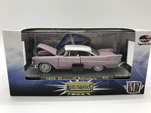 M2 Machines Auto-Thentics 1958 Plymouth Belvedere 1:64 Scale R22 13-02 Light Purple/White Details Like NO Other! Over 42 Parts