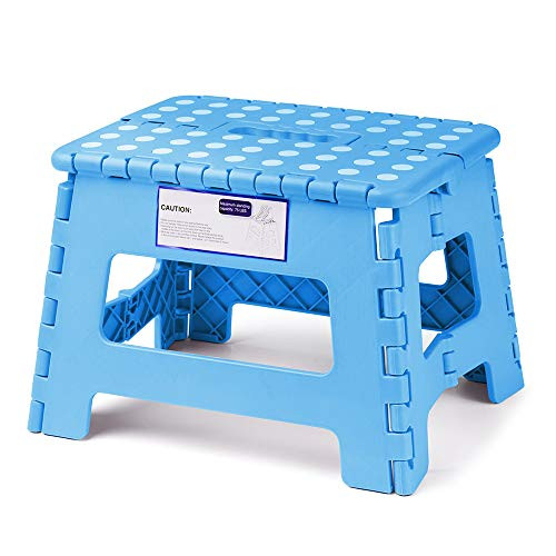 Acko Folding Step Stool Lightweight Plastic Step Stool,9 inch Foldable Step Stool for Kids and Adults,Non Slip Folding Stools for Kitchen Bathroom Bedroom (Blue)
