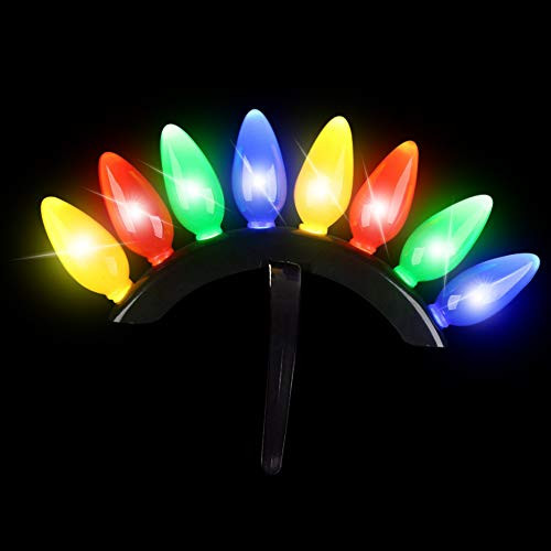Fun Central BC730, 1 Pc, Multicolor, LED Christmas Bulb Mohawk, Mohawk Wig, LED Headband, Mohawk Warrior, Mohawk Hair