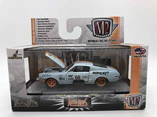 M2 Machines Auto-Mods 1968 Ford Mustang 1:64 Scale AM02 14-58 Baby Blue/Orange Details Like NO Other! Over 42 Parts
