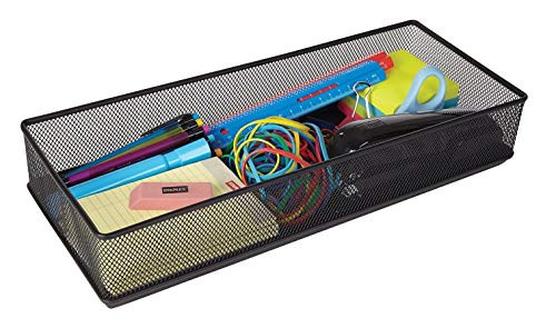 1InTheOffice Mesh Desk Drawer Organizer Tray, Black 2.7"H x 16"W x 6"D