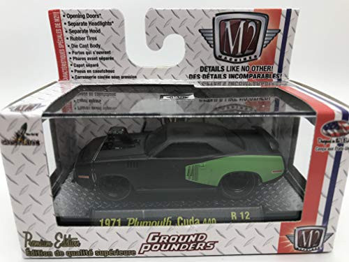 M2 Machines Ground Pounders 1971 Plymouth Cuda 440 1:64 Scale R12 14-05 Matte Black/Green Details Like NO Other! Over 42 Parts M2 Machines Ground Pounders 1971 Plymouth Cuda 440 1:64 Scale R12 14-05 Matte Black/Green Details Like NO Other! Over 42 Parts