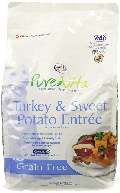 Pure Vita Grain Free Turkey Dry Dog Food 5lb bag