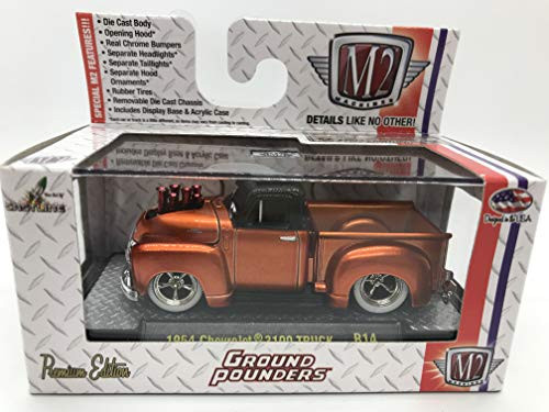 M2 Machines Ground Pounders 1954 Chevrolet 3100 Truck 1:64 Scale R14 15-01 Gloss Orange/Black Details Like NO Other! Over 42 Parts