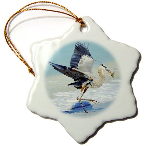 3dRose orn_89054_1 Florida, Captiva Island Great Blue Heron Bird-Us10 Bja0183-Jaynes Gallery-Snowflake Ornament, 3-Inch, Porcelain