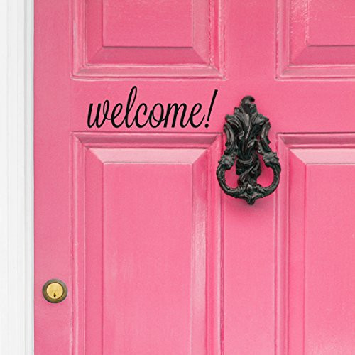 Wallums Black welcome Front Door Vinyl Decal Cursive Handwriting Wall Art Décor Sticker Lettering Removable Wallums Black welcome Front Door Vinyl Decal Cursive Handwriting Wall Art Décor Sticker Lettering Removable