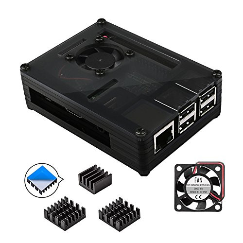 Smraza Raspberry Pi 3 B+ Case with Fan and Aluminum Heatsinks for Pi 3 Model b+, 3b Plus, 3 Model B 2B (Fit for Pi 3B+)