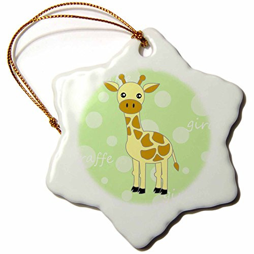 Janna Salak Designs Green Baby Giraffe Snowflake Porcelain Ornament, 3-Inch
