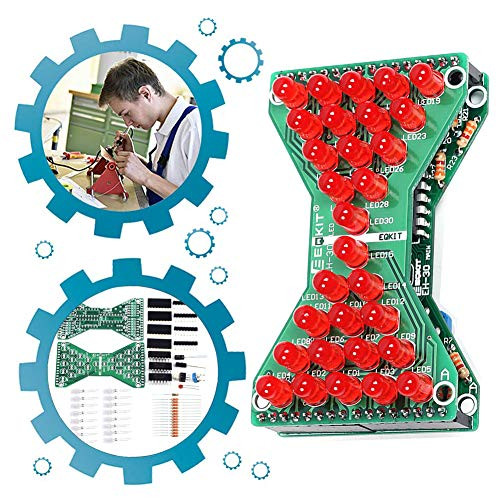 IS Icstation Sandglass Hourglass Shape LED Flashing Lights Kits DIY Funny Timer Tilt Sensor Control Electronics Soldering Practice Set (Red)