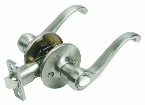 Design House 781823 Scroll 2-Way Latch Privacy Door Handle, Adjustable Backset, Satin Nickel Finish