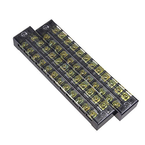 uxcell Dual Rows 12 Positions 600V 25A Cable Barrier Block Terminal Strip TB-2512L 2 Pcs