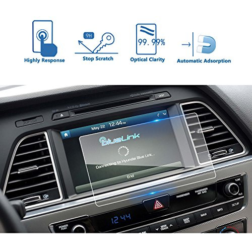 LFOTPP Car Navigation Screen Protector for 2017-2018 Sonata 8 Inch Blue Link, [9H] Tempered Glass Infotainment Screen Center Touch Screen Protector Anti Scratch High Clarity