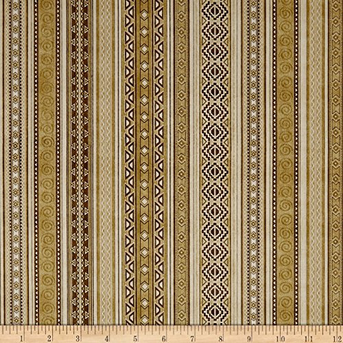 Fabric & Fabric 0566068 QT Dan Morris Mustang Sunset Stripe Cream Fabric by The Yard
