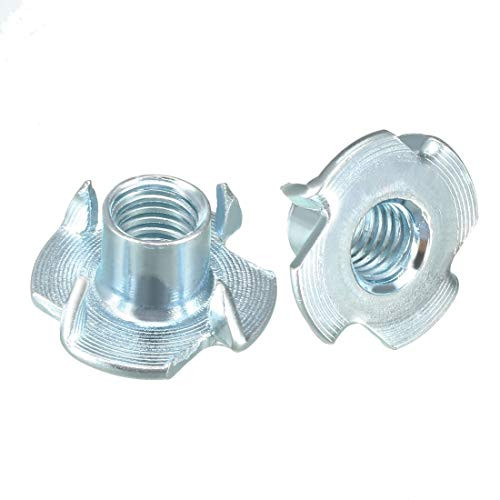 uxcell 50Pcs M8 4 Pronged Tee Nut T-Nut for Rock Climbing Holds Wood Cabinetry