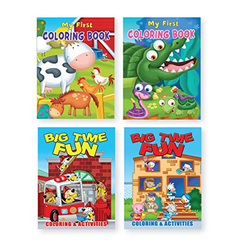 Bundle of 4 Big Time Fun Coloring and Activity Books for Children, Kids Activities 96 Pages Each Book