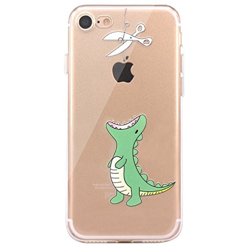 JAHOLAN iPhone 7 Case, iPhone 8 Case Amusing Whimsical Design Clear Bumper TPU Soft Case Rubber Silicone Cover for iPhone 7 iPhone 8 - Hungry Dinosaur