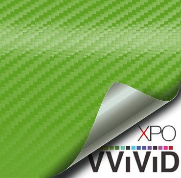 VViViD XPO Lime Green Carbon Fiber Car Wrap Vinyl Roll with Air Release Technology (1ft x 5ft)