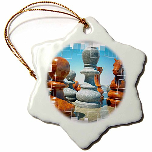 3dRose LLC Chess Battle 3-Inch Snowflake Porcelain Ornament 3dRose LLC Chess Battle 3-Inch Snowflake Porcelain Ornament