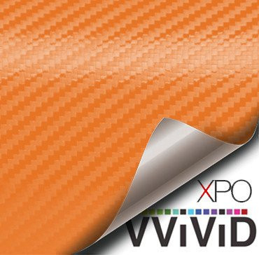VViViD XPO Orange 3D Carbon Fiber Vinyl Wrap Roll with Air Release Technology (1ft x 5ft)