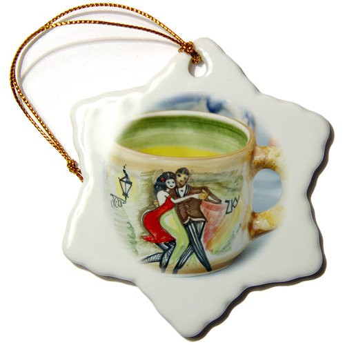 3dRose orn_85229_1 Argentina Buenos Aires, Tango Craft Souvenir-Sa01 Cmi0128-Cindy Miller Hopkins-Snowflake Ornament, 3-Inch, Porcelain