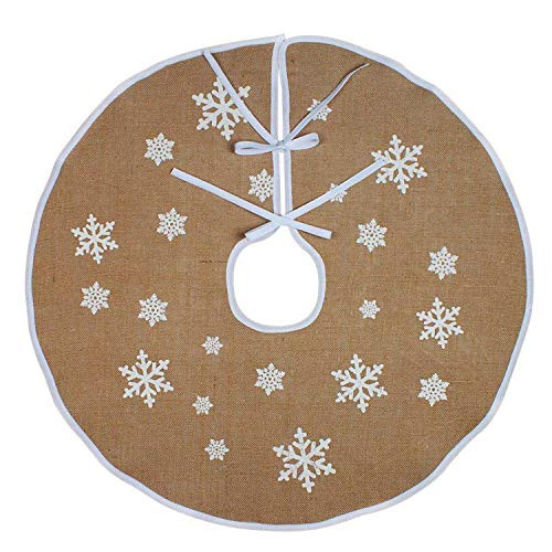 JUSLINK Snowflake Burlap Christmas Tree Skirt 48 inch Diameter Ornament Christmas Decoration New Year Party Supply