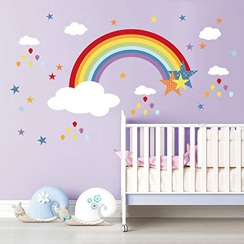 decalmile Rainbow Wall Decals White Clouds Colorful Raindrops and Stars Wall Stickers Baby Nursery Kids Bedroom Wall Decor decalmile Rainbow Wall Decals White Clouds Colorful Raindrops and Stars Wall Stickers Baby Nursery Kids Bedroom Wall Decor