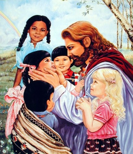 Wall Decor Jesus Christ with Children Religion & Spiritual Art Print Poster (16x20)