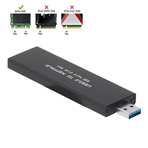 Aneew M.2 SSD USB Enclosure, NGFF Portable USB 3.0 Case, External M.2 SSD Reader, SATA Based Key B Solid State Drive Adapter Converter as External Hard Drive Support 2230 2242 2260 2280