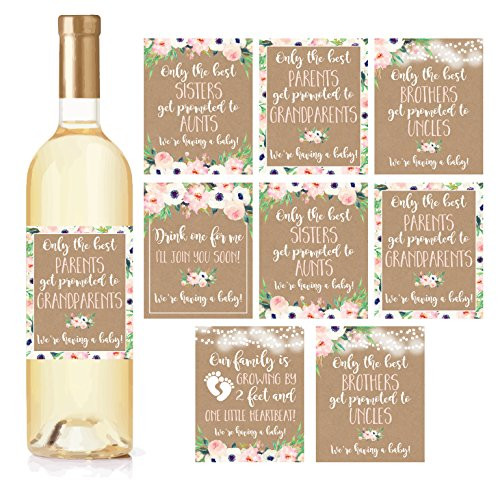 8 Pregnancy Announcement Gifts, Announcing New Baby Reveal, Funny Wine Bottle Labels or Stickers For Parents to Grandparents, Brothers Sisters Promoted to Aunts Uncles, Surprise Best Friends Expecting 8 Pregnancy Announcement Gifts, Announcing New Baby Reveal, Funny Wine Bottle Labels or Stickers For Parents to Grandparents, Brothers Sisters Promoted to Aunts Uncles, Surprise Best Friends Expecting