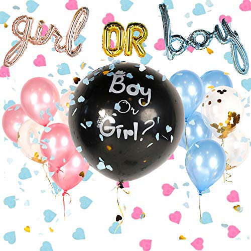 Gender Reveal Party Supplies, Gender Reveal Balloon with Confetti, Complete Set of Gender Reveal Decorations (20 Pieces), Baby Reveal Party Supplies by Marketplace Essentials