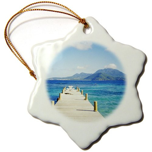 3dRose orn_75216_1 Caribbean, St Kitts, Turtle Bay View-Ca32 Dhe0041-David Herbig-Snowflake Ornament, 3-Inch, Porcelain