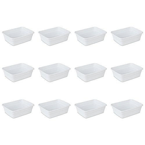 Sterilite 06568012 8 Quart Dishpan, White, 12-Pack