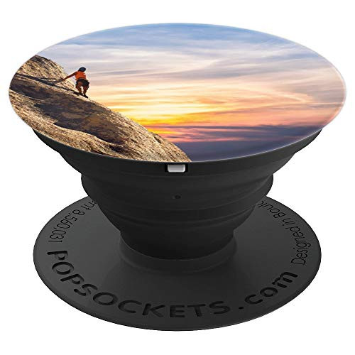 Mountain Climber Sky Landscape Sunset Rocks Sun Clouds Art - PopSockets Grip and Stand for Phones and Tablets