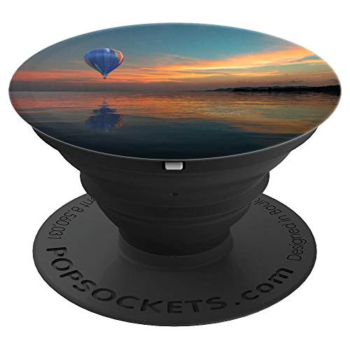 Hot Air Balloon Reflection Lake Sky Water Sunset Background - PopSockets Grip and Stand for Phones and Tablets